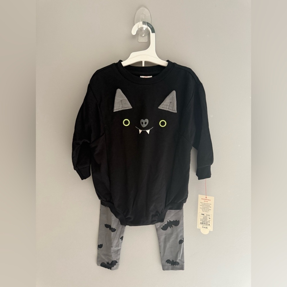 Cat & Jack Baby Halloween Bat Matching Set SZ 18M Long Sleeve Jogger New Fall